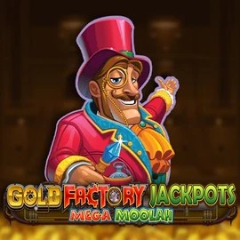 Gold Factory Jackpots Mega Moolah slot visual from Aurum Signature Studios available on beefscasino.net